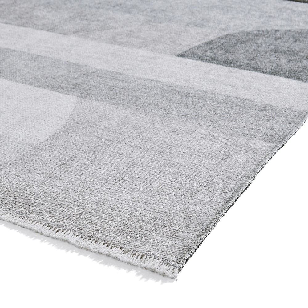 Whisper H1068 Washable Geometric Flat Weave Runner Rugs in Grey